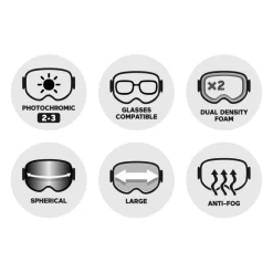 Masque de Ski Julbo Lightyear Otg Noir Gris Reactiv 2-3 Glare Control