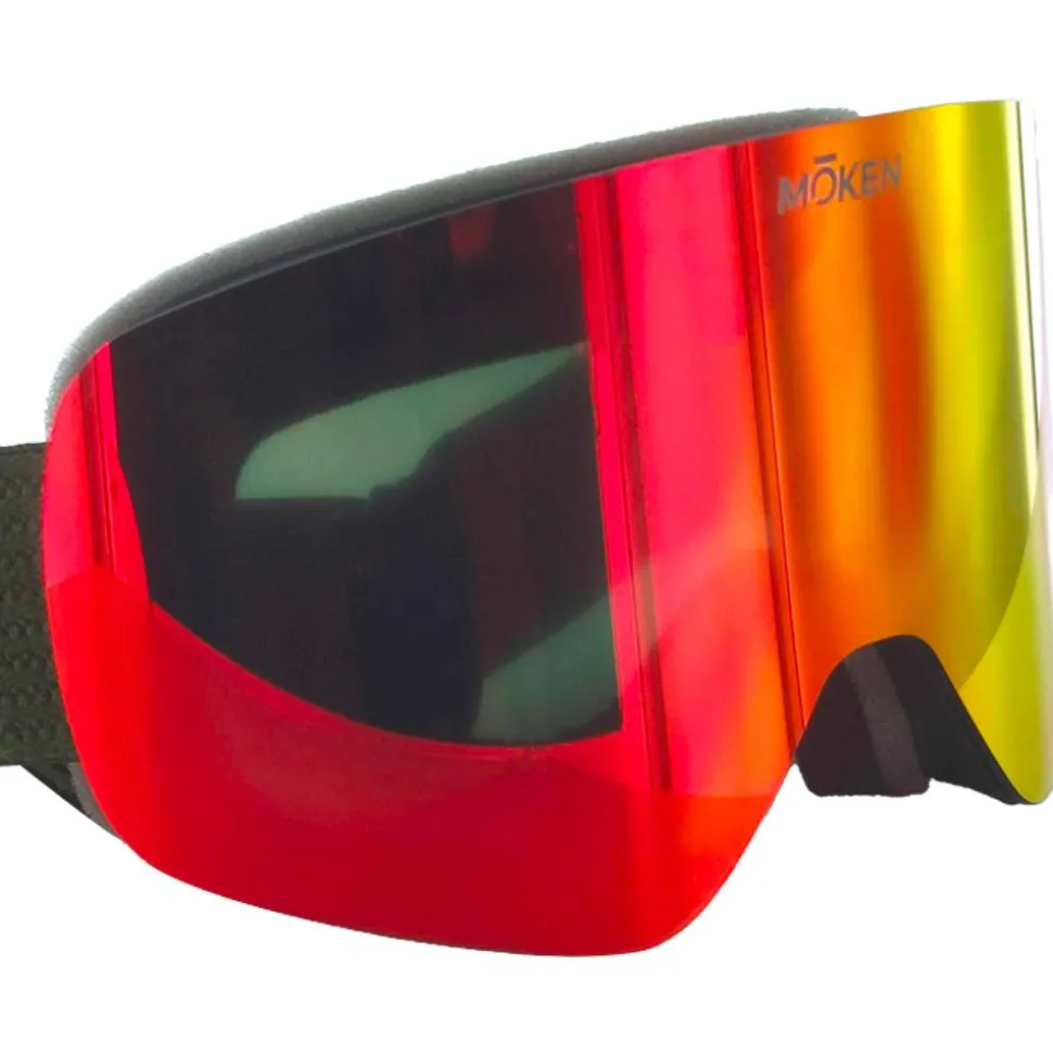 Masque de Ski Moken Vision One Green Red Grey Revo Red + Pink Flash Silver