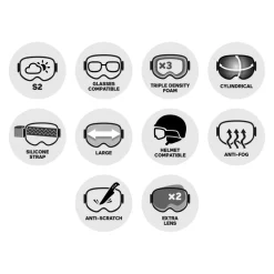 Masque de Ski Red Bull Spect Line Matt White Black IBoost Rose Green Mirror + Cloudy Snow