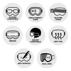 Masque de Ski Spy Crusher Elite Matte Black Bronze Silver Spectra Mirror