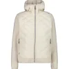 Polaire CMP Woman Jacket Hybrid Fix Hood Vaniglia
