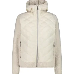 Polaire CMP Woman Jacket Hybrid Fix Hood Vaniglia