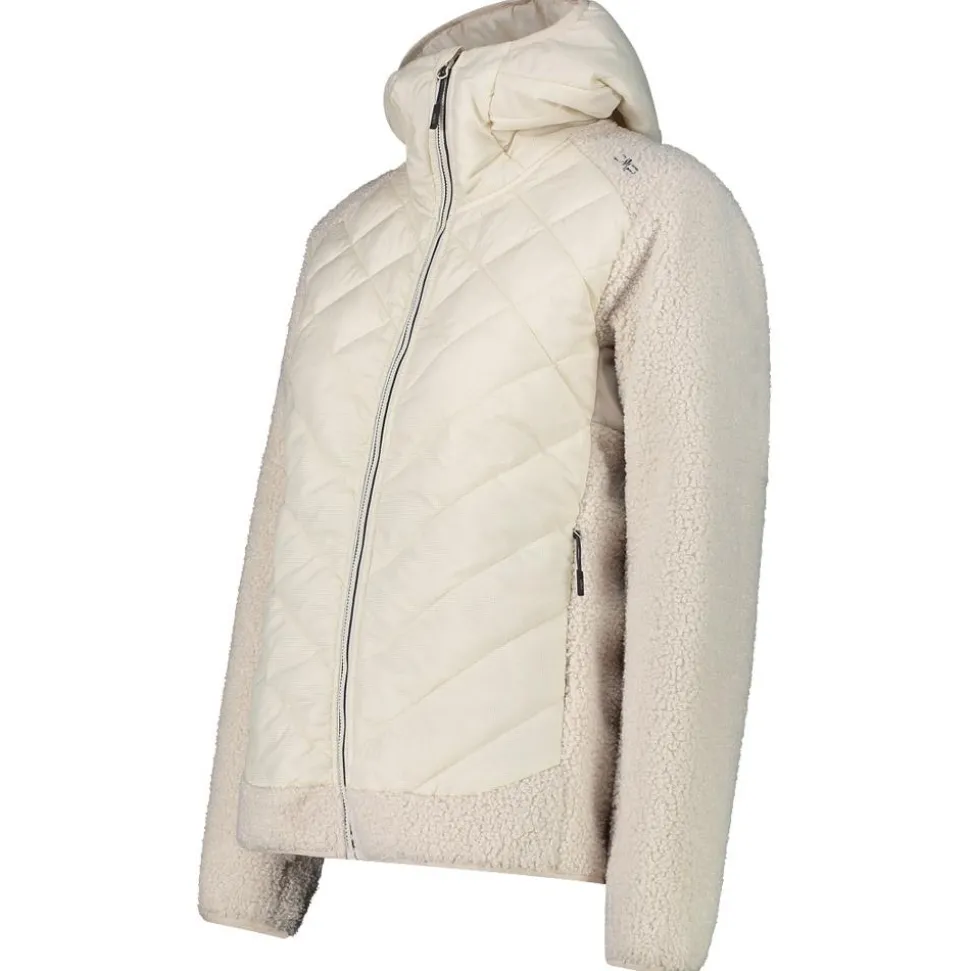 Polaire CMP Woman Jacket Hybrid Fix Hood Vaniglia