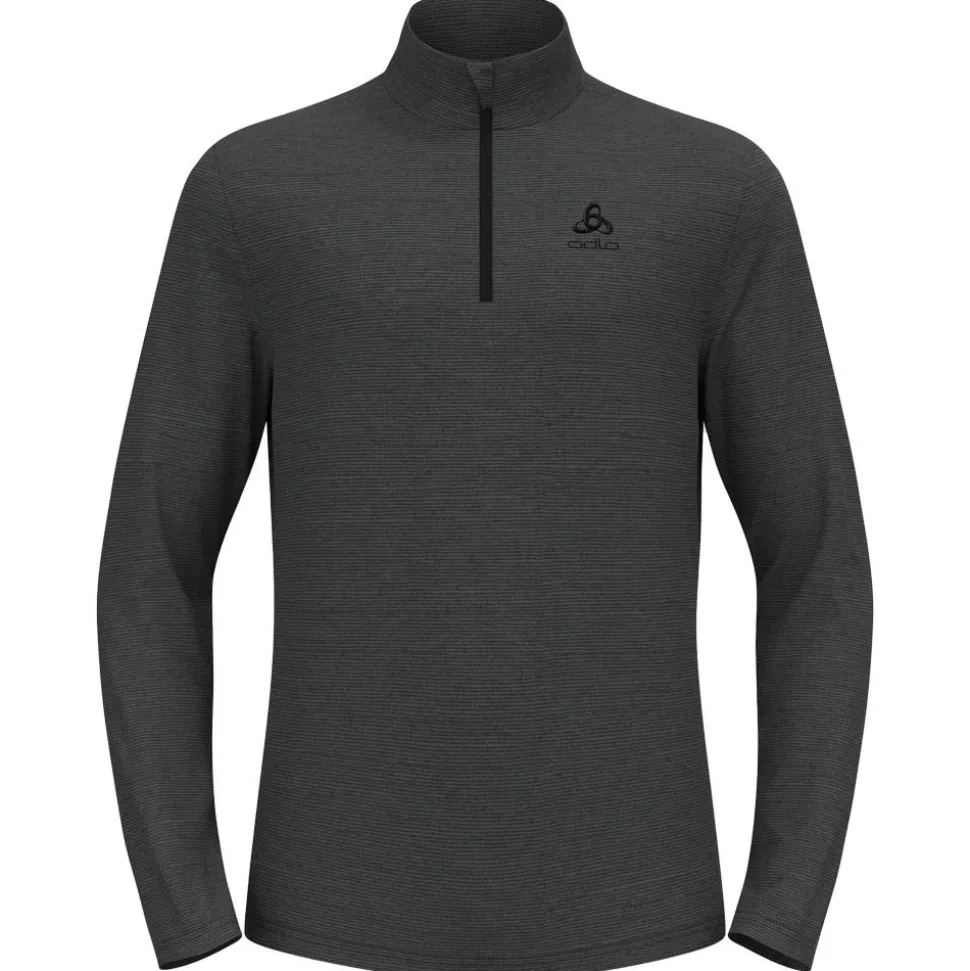 Polaire Odlo Roy Mid Layer 1/2 Zip Shale Grey Black Stripes