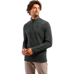 Polaire Odlo Roy Mid Layer 1/2 Zip Shale Grey Black Stripes