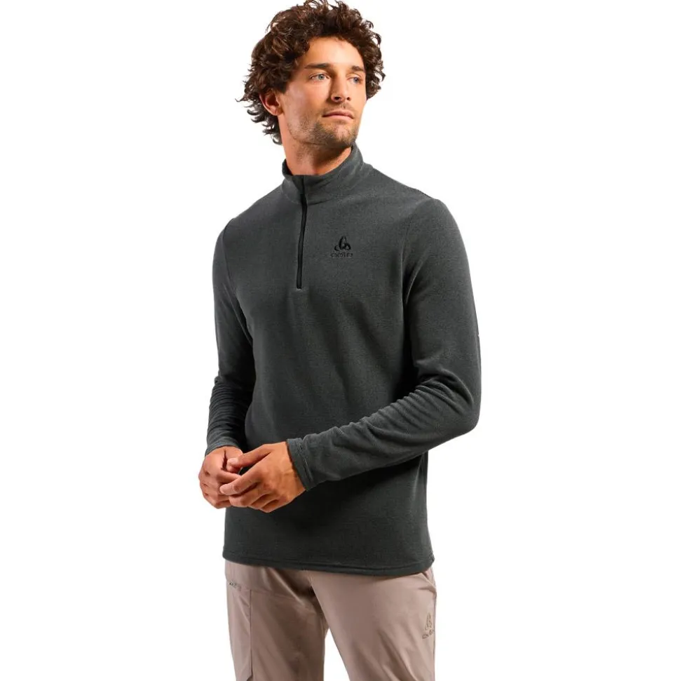 Polaire Odlo Roy Mid Layer 1/2 Zip Shale Grey Black Stripes
