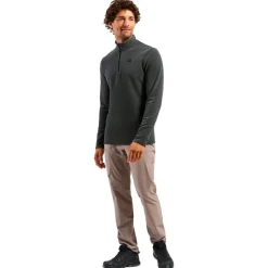 Polaire Odlo Roy Mid Layer 1/2 Zip Shale Grey Black Stripes