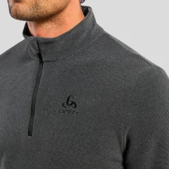 Polaire Odlo Roy Mid Layer 1/2 Zip Shale Grey Black Stripes