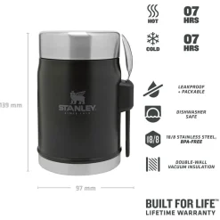 Popote Stanley The Legendary Food Jar + Spork 0.4L Matte Black Pebble