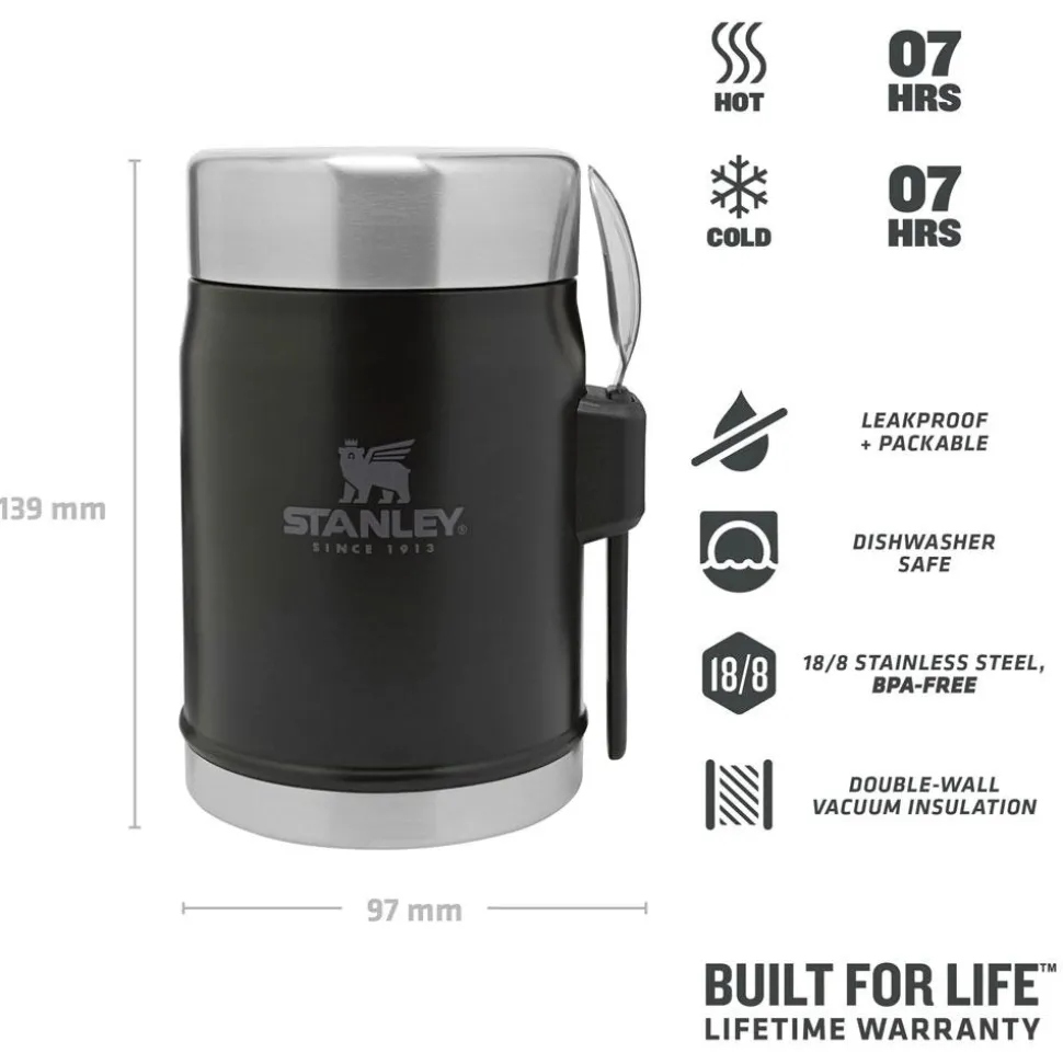 Popote Stanley The Legendary Food Jar + Spork 0.4L Matte Black Pebble