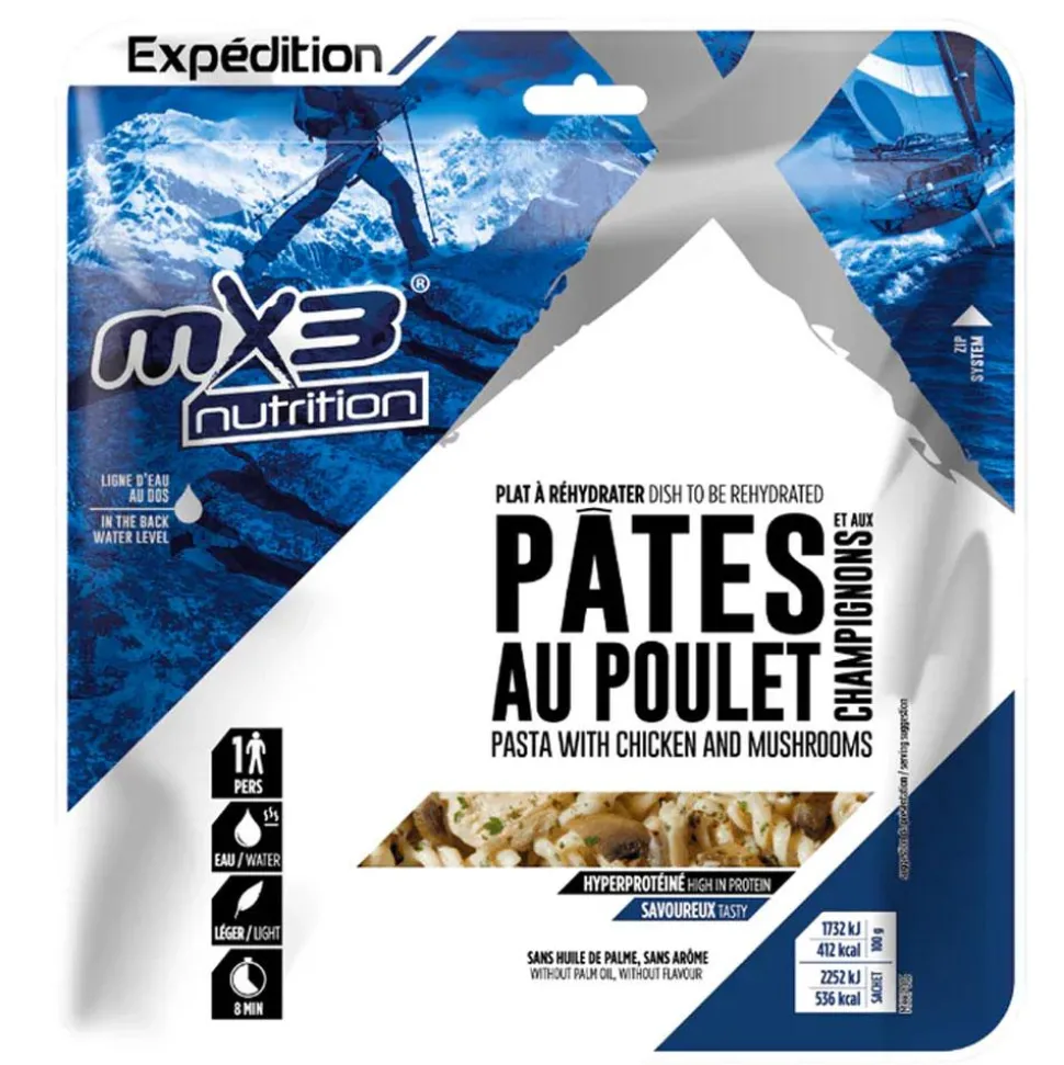 Repas Lyophilisé MX3 Pâtes au poulet et champignons 130 g.