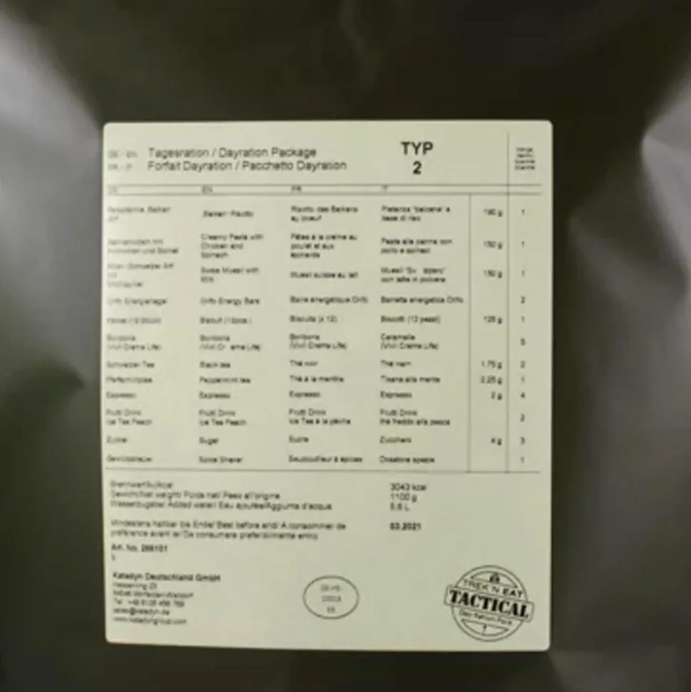 Repas Lyophilisé Trek'n Eat Day Ration Pack Type 2