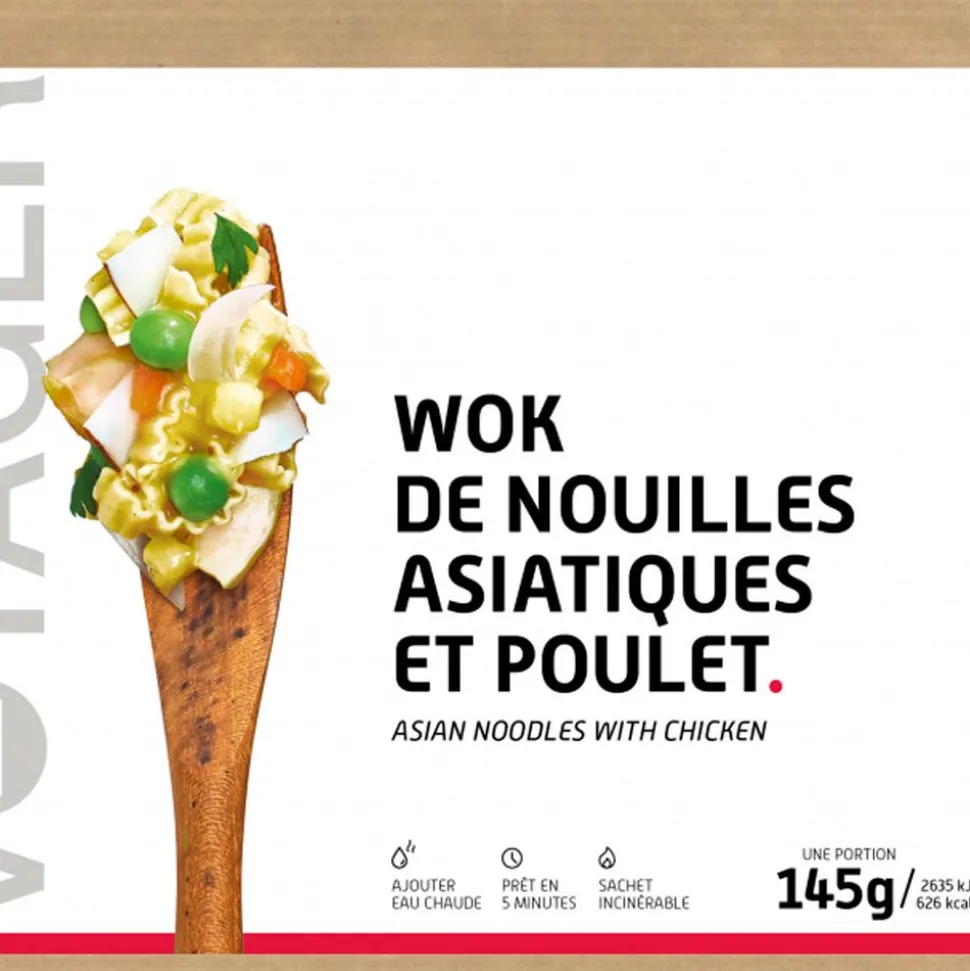 Repas Lyophilisé Voyager Wok De Nouilles Asiatiques Et Poulet 145 g.