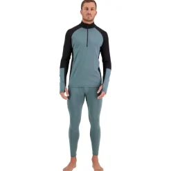 Sous-vêtement technique Mons Royale Europe M's Olympus Half Zip Burnt Sage Black