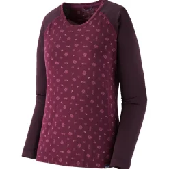 Sous-vêtement technique Patagonia W's Cap Midweight Crew Fire Floral Night Plum