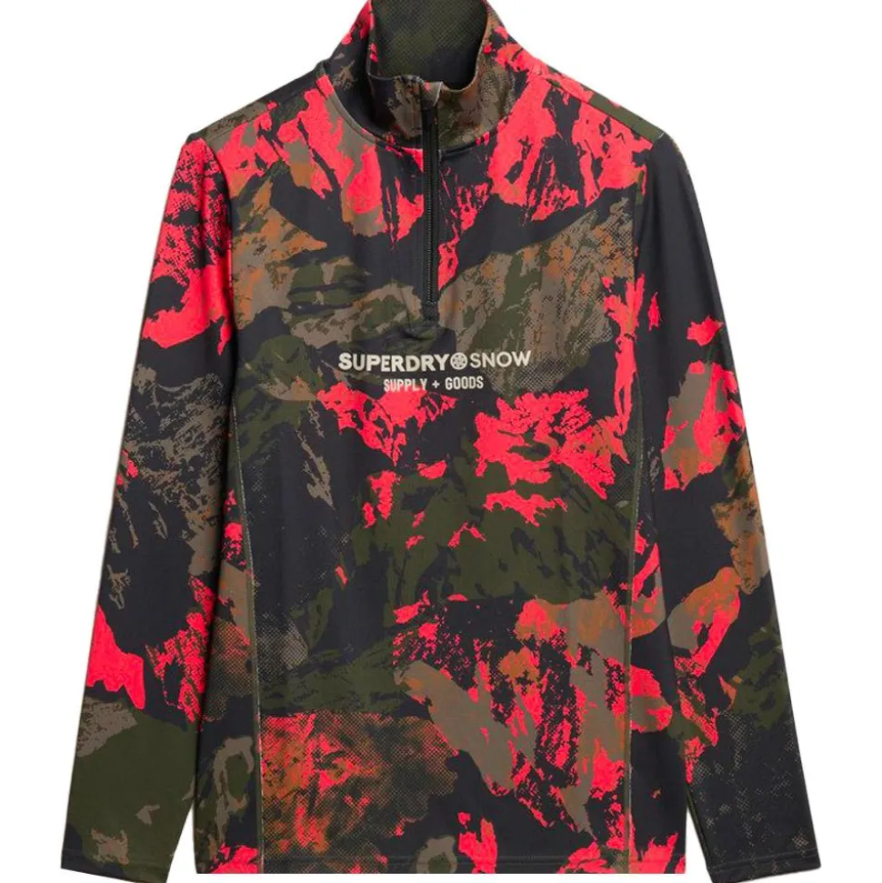 Sous-vêtement technique Superdry Base Layer Half Zip Top Volcanic Mountain Orange