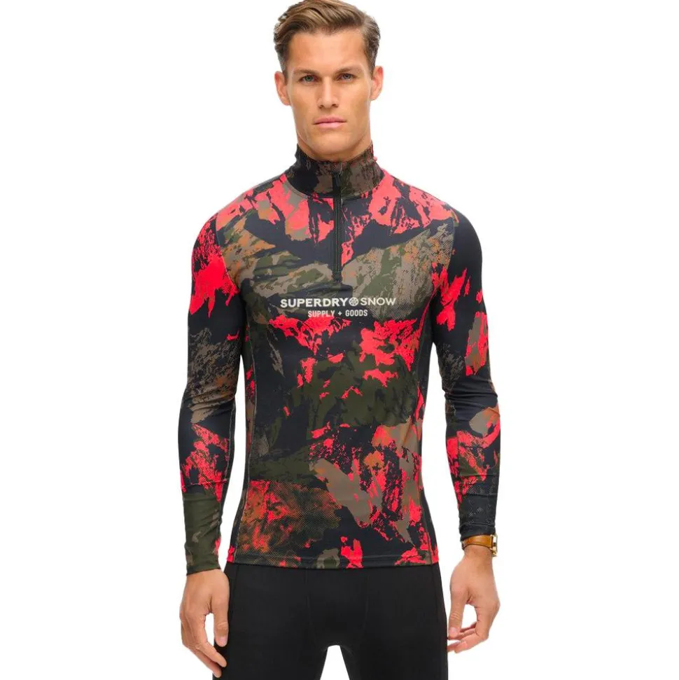 Sous-vêtement technique Superdry Base Layer Half Zip Top Volcanic Mountain Orange