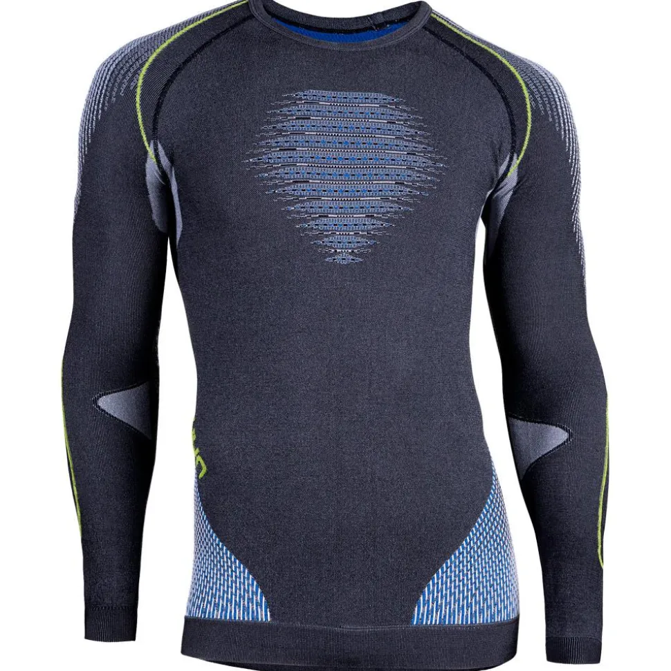 Sous-vêtement technique Uyn M Evolutyon Shirt LS Anthracite Melange Blue Yellow Shiny