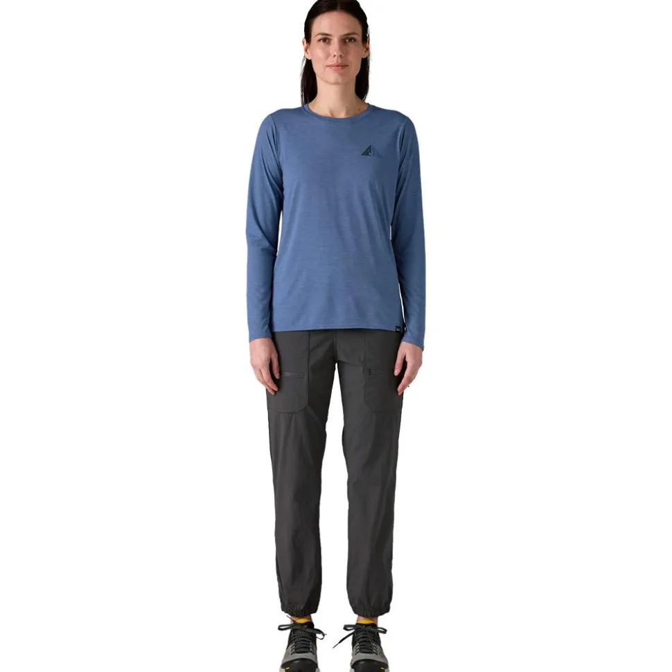 Tee-shirt de rando Patagonia W's LS Capilene Cool Daily Graphic Driftways Current Blue X Dye
