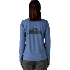 Tee-shirt de rando Patagonia W's LS Capilene Cool Daily Graphic Driftways Current Blue X Dye