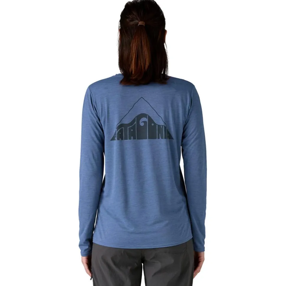 Tee-shirt de rando Patagonia W's LS Capilene Cool Daily Graphic Driftways Current Blue X Dye