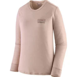 Tee-shirt de rando Patagonia W's Long-Sleeved Capilene Cool Merino Graphic Shirt Fitz Roy Strata Shroom Taupe