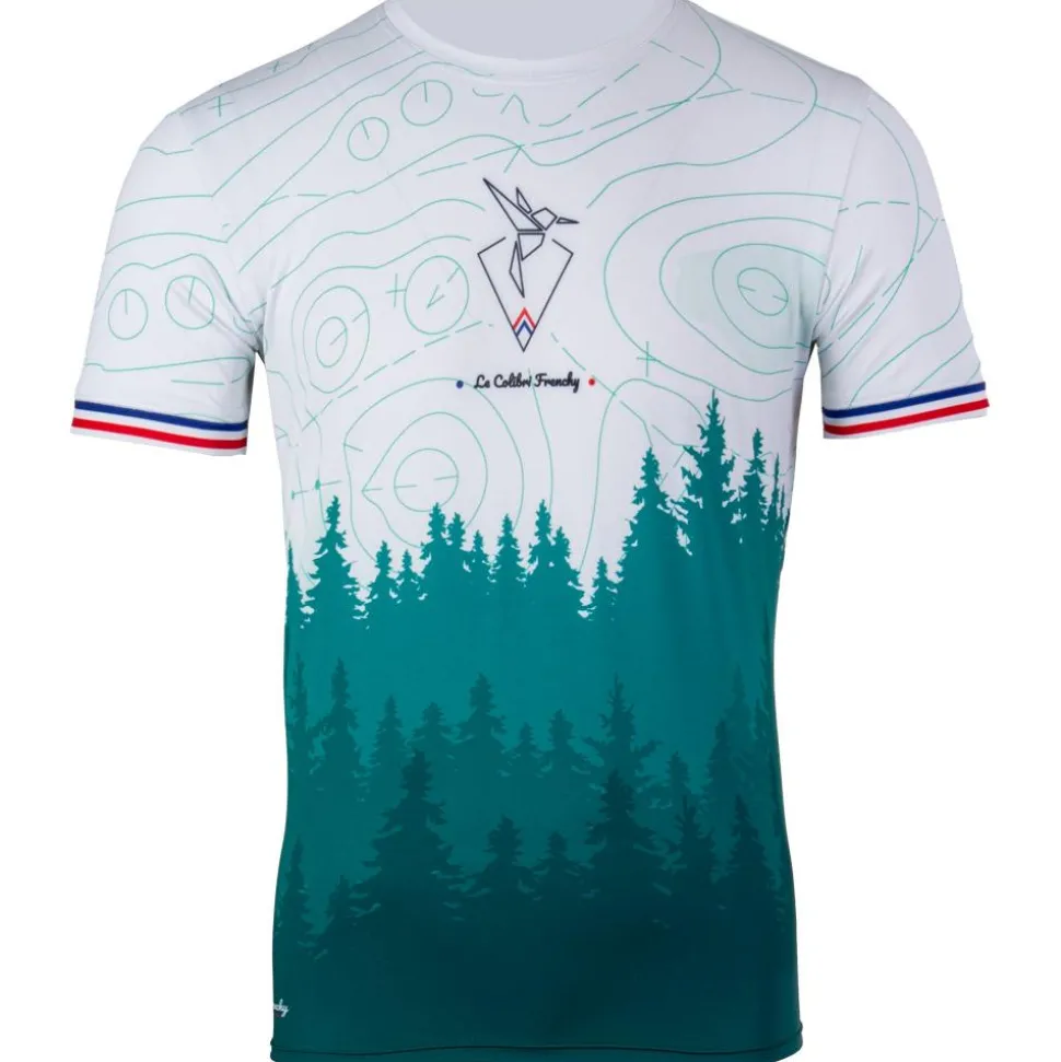 Tee-shirt de trail Le Colibri Frenchy Le Forestier Vert Blanc