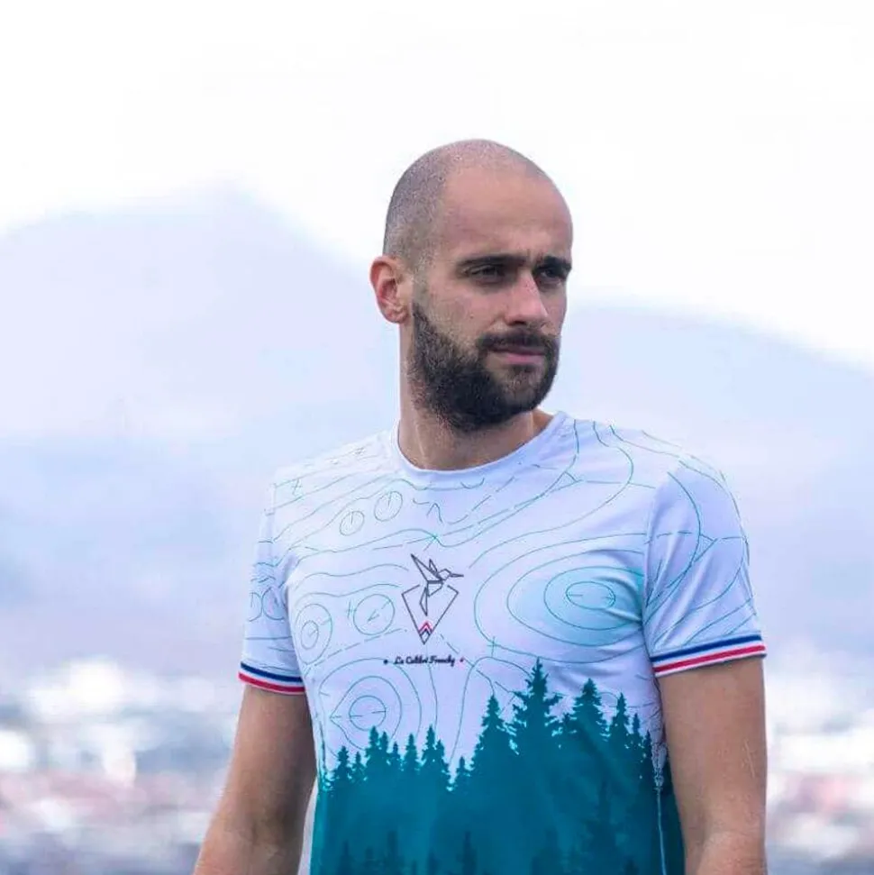 Tee-shirt de trail Le Colibri Frenchy Le Forestier Vert Blanc