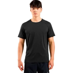 Tee-shirt de trail Odlo Essential 365 Tee Shirt Crew Neck Short Sleeve Black Melange