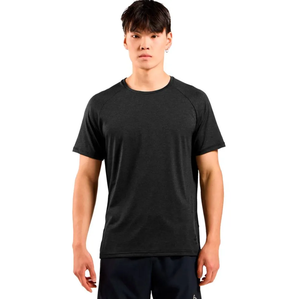 Tee-shirt de trail Odlo Essential 365 Tee Shirt Crew Neck Short Sleeve Black Melange