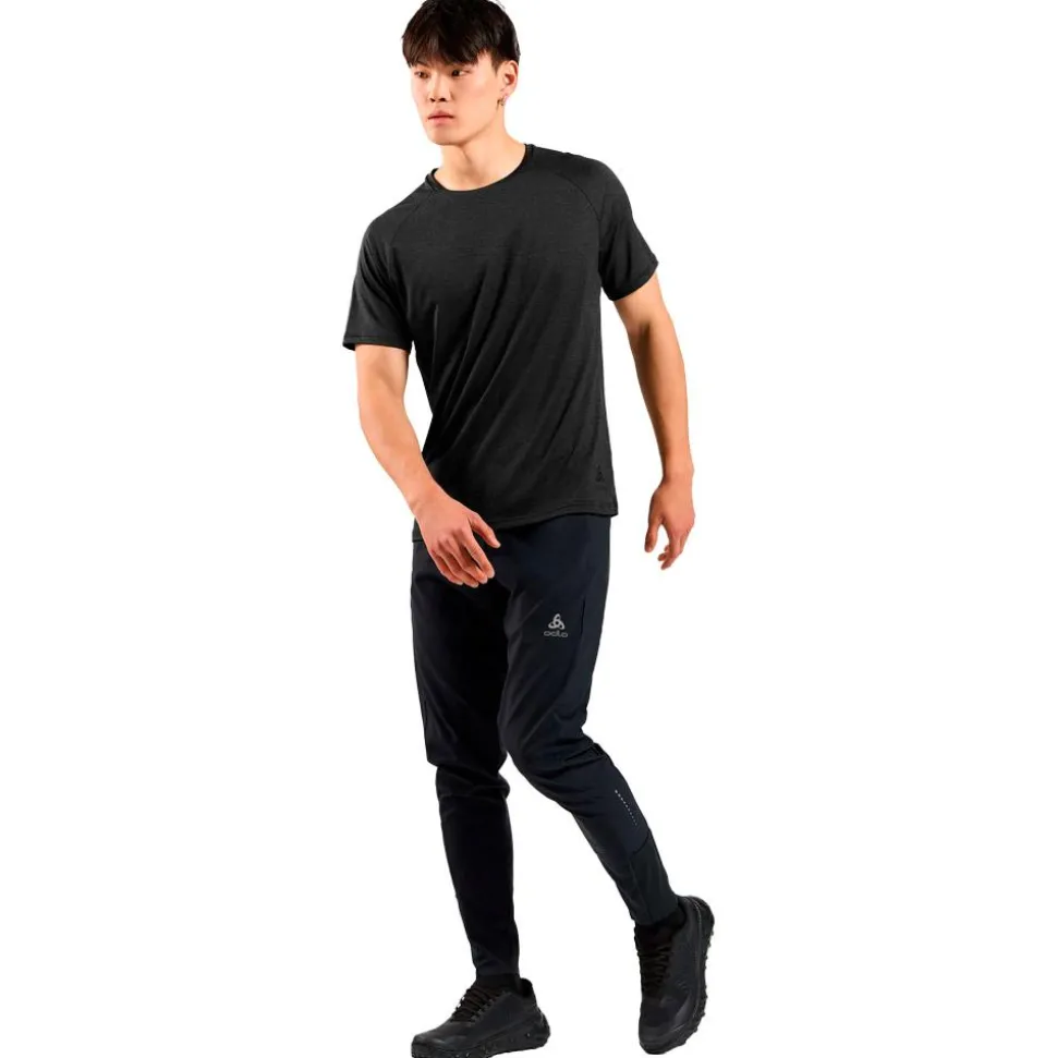 Tee-shirt de trail Odlo Essential 365 Tee Shirt Crew Neck Short Sleeve Black Melange