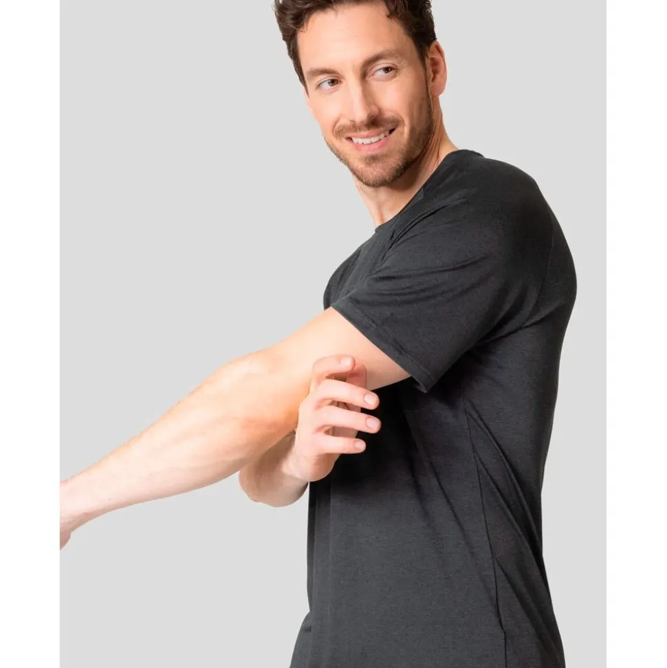 Tee-shirt de trail Odlo Essential 365 Tee Shirt Crew Neck Short Sleeve Black Melange