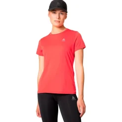 Tee-shirt de trail Odlo Tee Shirt Crew Neck Short Sleeve Essential Flyer Cayenne