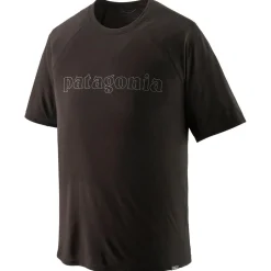 Tee-shirt de trail Patagonia M's Cap Cool Trail Graphic Shirt Outline Text Logo Black