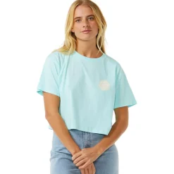 Tee-shirt Rip Curl Wettie Icon Crop Tee Sky Blue