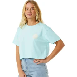 Tee-shirt Rip Curl Wettie Icon Crop Tee Sky Blue