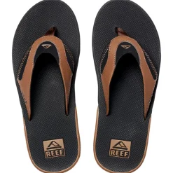 Tongs Reef Fanning Prints Black Tan