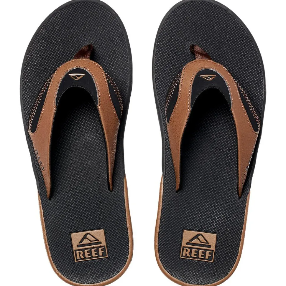 Tongs Reef Fanning Prints Black Tan